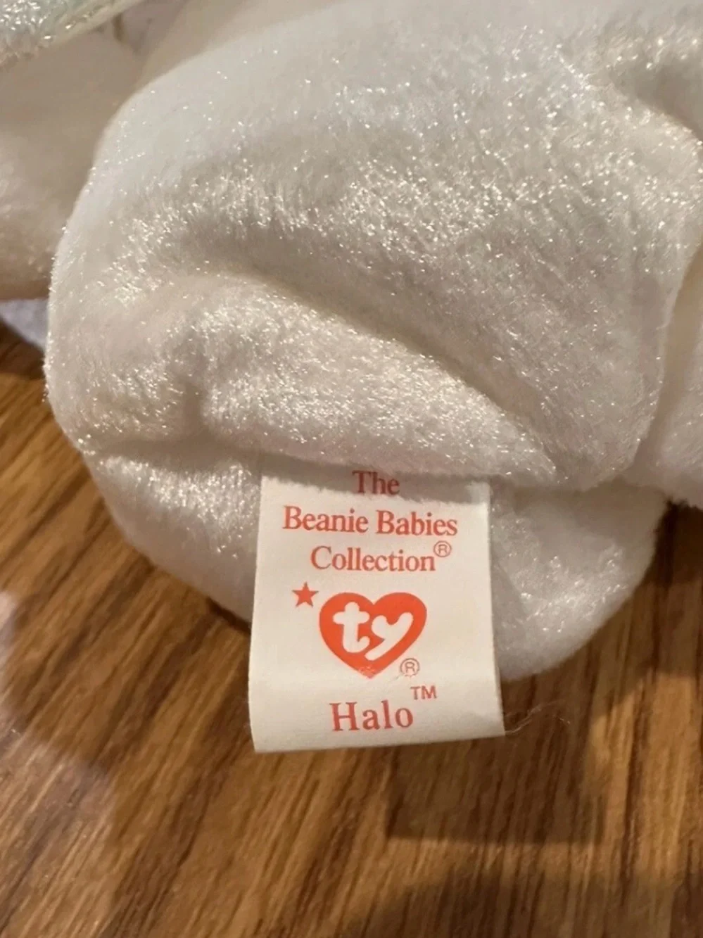 Vintage Ty Beanie Baby - Halo the White Angel Bear (1998 / Retired)⁠
